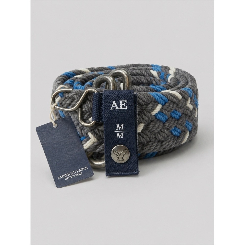 American Eagle‎ Mens Woven Braided Belt Medium Blue New